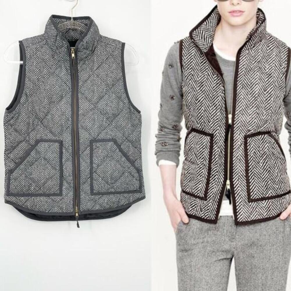 J Crew Down Vest Excursion Herringbone Chevron Quilted Size Small‎